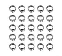 Zilimontt Lot de 25 colliers de serrage en acier inoxydable à une oreille pour connexion de tuyau à monter soi-même, bague d'étanchéité à paroi fine, compatibles avec 5,3 mm à 16,6 mm (14,5 mm)