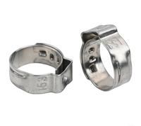 Zilimontt Lot de 25 colliers de serrage en acier inoxydable à une oreille pour connexion de tuyau à monter soi-même, bague d'étanchéité à paroi fine, compatibles avec 5,3 mm à 16,6 mm (15,3 mm)