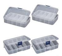 Zilimontt Lot de 4 boîtes de rangement en plastique transparent à 5 compartiments avec séparateurs réglables pour petits outils de gestion des perles, artisanat, bijoux