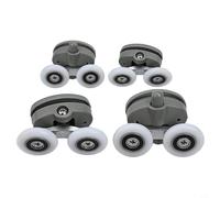 Zilimontt Lot de 4 rouleaux de porte de douche double papillon compatibles avec les roues de guidage 19/23/25/27 mm de diamètre pour une épaisseur de verre de 4 à 6 mm réglable vers le haut et vers le