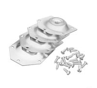 Zilimontt Lot de 4 supports de plaque de fixation coudés pour pieds de meubles de table avec vis, fer galvanisé, blanc, 70 x 67 x 1,2 mm, compatibles avec pieds en bois massif de 3 à 4 cm pour Cof