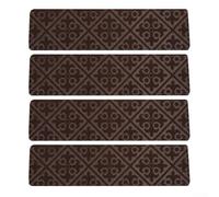Zilimontt Lot de 4 tapis d'escalier antidérapants, lavables et réutilisables avec dos en TPR pour plus de sécurité, tapis d'escalier personnalisables pour la maison, marron/beige/gris/noir (marron)