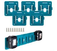 Zilimontt Lot de 5 supports de batterie pour batteries d'outils électriques 18 V, support de rangement mural compatible avec Makita BL1860, organiseur d'outils en plastique ABS pour