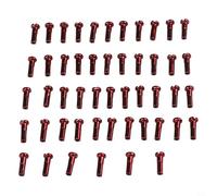 Zilimontt Lot de 50 écrous de rayon en cuivre pour roues, filetage 14 mm, compatibles avec rayons 14G, noir/rouge/bleu/or/vert/argent - Composants de cyclisme (rouge (50 pièces)