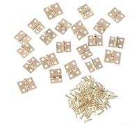 Zilimontt Lot de 50 mini charnières en laiton pour petites boîtes artisanales Doré 8 x 10 mm - Convient pour les boîtes à bijoux, boîtes à vin et boîtes à outils avec design de style vintage