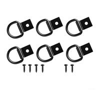 Zilimontt Lot de 6 crochets d'ancrage robustes en forme de D avec vis pour remorques, bateaux, bouées de natation et lits de camion - Boucles fixes en acier noir en forme de D pour une fixation