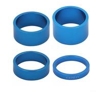 Zilimontt Lot d'entretoises de casque de vélo, 4 tailles 5 mm, 10 mm, 15 mm, 20 mm, rondelles de fourche en alliage d'aluminium, léger et durable, pour montagne et route de 28,6 mm (bleu)