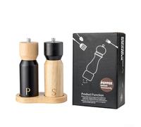 Zilimontt Moulin à poivre et sel de mer manuel en bois massif avec design ergonomique pour une utilisation en cuisine, mécanisme de broyage efficace pour épices fraîches, construction en bois naturel