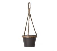 Zilimontt Panier à plantes suspendu en corde de chanvre tissé à la main pour balcon et jardin - Pot de fleurs rustique naturel avec cadre en fer - 13 x 13 x 10 cm - Gris