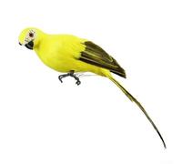 Zilimontt Perroquet artificiel réaliste avec plumes réalistes et pieds métalliques pour un affichage facile, décoration de jardin en mousse de résine multicolore de 25 cm pour (jaune)