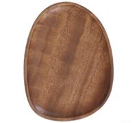 Zilimontt Plateau en bois de noyer naturel avec design asymétrique et bords lisses, conçu pour servir des collations, des fruits et du thé avec bord anti-déversement (A)