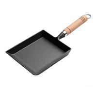 Zilimontt Poêle japonaise Tamagoyaki pour omelette - Poêle à œufs pliante - 15 cm - En acier inoxydable - Avec côtés inclinés - Non revêtue - Compatible induction et gaz - Noir
