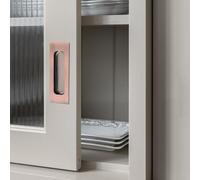 Zilimontt Poignée de porte coulissante dissimulée en acier inoxydable, design à tirette encastrée, style ovale ou carré pour armoire, armoire et portes invisibles (carré rouge ancien)