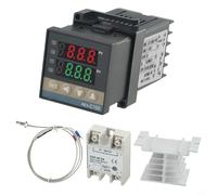 Zilimontt REX-C100 Contrôleur de température intelligent SSR 40DA K 1300 ℃ Kit de dissipateur de chaleur thermocouple, contrôleur de température numérique, contrôleur de température intelligent Pid