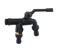 Zilimontt Robinet de tuyau d'arrosage en laiton de 1,27 cm à double sortie avec composant antigel, construction en cuivre robuste pour irrigation de jardin et cour (double tête)