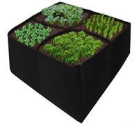 Zilimontt Sac de plantation en feutre non tissé avec motif multi-grille pour légumes, fleurs et herbes, réutilisable pour jardinière surélevée biodégradable, quatre