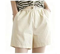 Zilimontt Short Large en Coton pour Femme Jambe Large Taille Élastique | Coton pur doux, taille Ã©lastique modÃ©rÃ©e, coupe jambe large, style dÃ©contractÃ©, couleur unie