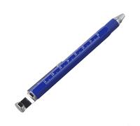Zilimontt Stylo à encre gel multifonction en alliage avec règle métrique et impériale, échelle, tournevis, niveau, stylet capacitif, support de téléphone portable, outil de dessin pour (bleu)