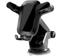 Zilimontt Support de téléphone à ventouse pour voiture avec mécanisme activé par gravité, rotation à 360°, support pour tableau de bord pour smartphones de 4,7 à 7,1", construction ABS, noir