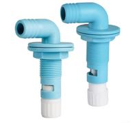 Zilimontt Tête de pulvérisation réglable pour aérateur marin Livewell Systems Fish Hold Outlet, avec embout de tuyau de 3/4 à 1-1/8", coude à 90° en polypropylène de qualité marine, bleu et blanc (29