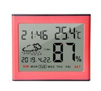 Zilimontt Thermomètre d'intérieur électronique et hygromètre avec plage de -10 °C à 50 °C et humidité de 10 % à 99 %, affichage multifonctionnel de la date, rose