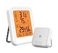 Zilimontt Thermomètre et hygromètre numérique sans fil avec grand écran, moniteur de température et d'humidité intérieur extérieur étanche, support magnétique, Celsius/Fahrenheit, blanc
