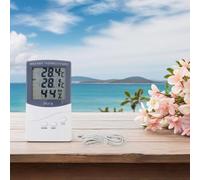 Zilimontt Thermomètre hygromètre numérique intérieur extérieur avec écran LCD et sonde ABS mural modèle TA318, mesure la température en °C/°F et humidité 10%-99%