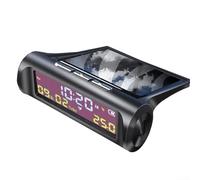 Zilimontt Thermomètre numérique LCD pour voiture, horloge LCD à énergie solaire, DC 5 V, horloge LCD multifonction avec affichage de la date, et de la température