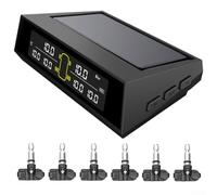 Zilimontt TPMS solaire sans fil pour système de pression des pneus de voiture et camion avec écran LCD, plage de 0 à 116 psi, rechargeable via solaire et USB, compatible avec 4-6 (intégré)