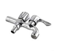 Zilimontt Valve d'angle à double sortie en alliage de zinc pour machine à laver et robinet d'évier à linge avec finition chromée, entrée G1/2, valves à disque anti-goutte, compatible avec balai à