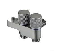 Zilimontt Vanne d'angle en alliage de zinc avec double sortie G1/2" pour pommeau de douche, toilettes, lavabo, salle de bain, cuisine, raccords de plomberie (gris)