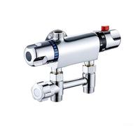 Zilimontt Vanne de douche thermostatique avec entrée de chauffe-eau solaire - Construction en alliage de zinc pour systèmes de douche à tuyau ouvert, maintient un contrôle à 38 °C, compact