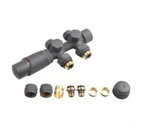 Zilimontt Vanne de radiateur thermostatique avec tête pour radiateur de salle de bain ou porte-serviettes, centre de 50 mm, connexion 15 mm, laiton et ABS, angle coudé ou (anthracite)