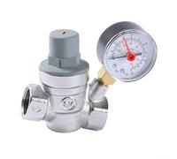Zilimontt Vanne de réduction de pression en laiton avec jauge intégrée, contrôle de pression d'eau réglable pour systèmes d'eau potable chaude et froide dans les domaines domestiques, commerciaux et