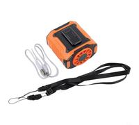 Zilimontt Ventilateur de taille portable USB avec lampe de poche, 100 vitesses, batterie 3600 mAh, design pratique pour les activités de plein air, le camping (orange)