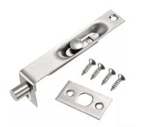 Zilimontt Verrou de porte en acier inoxydable de 10,2 cm, loquet à levier de sécurité dissimulé pour portes en bois légères, boulon de chaîne intérieur avec gâche et