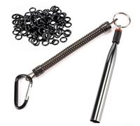 Zilimontt Wacky Worm Rig Outil avec 100 joints toriques en silicone pour appâts et leurres en plastique souple, tube en alliage d'aluminium avec cordon élastique et mousqueton, pêche au bar durable