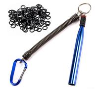 Zilimontt Wacky Worm Rig Outil avec 100 joints toriques en silicone pour appâts et leurres en plastique souple, tube en alliage d'aluminium avec cordon élastique et mousqueton, pêche au bar durable