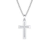 Zillaly Collier en acier inoxydable pour homme avec pendentif en fibre de carbone bicolore noir et bleu - Coffret cadeau inclus, 30mm x 56.4mm, Acier inoxydable, Pas de pierre précieuse