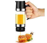 Zillary Pot De Miel En Verre, 350 Ml Distributeur Miel, Distributeur Miel Avec Appuyer Sur La Gâchette, Pot De Sirop En Verre Borosilicate, Pour Stockage Et Distribution Miel Et De Sirop (Noir)