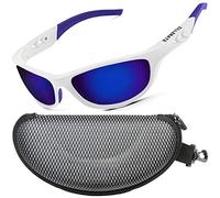 ZILLERATE Lunette de soleil homme polarisée Pour conduite, vélo, golf, ski, pêche et course à pied, Protection UV400, Monture légère confortable en TR90, Accessoires et étui rigide, Blanc/Bleu