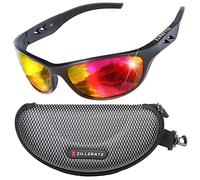 ZILLERATE Lunette de Soleil Homme Polarisée - Vélo, Golf, Ski, Pêche, Course à Pied, Conduite - Protection UV400, Monture Légère Confortable en TR90 - Accessoires et Étui Rigide, Noir, Miroir rouge