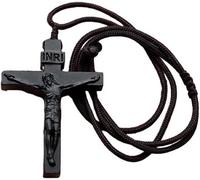 ZILOOK Collier en bois avec pendentif en forme de croix de Jésus, collier avec croix en bois, collier chrétien catholique Jésus crucifix, Bois, Non