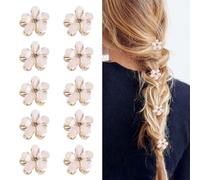 ZILZUFA 10 Pcs Petites Pinces à Cheveux Fleur, Mini Diamant Perle Fleur Petite Accessoires de Cheveux pour Femmes Filles fête d'anniversaire Mariage célébration Photo Mignon Barrettes Plage
