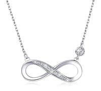 ZILZUFA Collier Infini Femme en Argent 925, Symbole d'Éternité Pendentif, Cadeau pour Épouse/Amie, Bijoux de Mode pour Femmes et Filles Cadeau Saint-Valentin