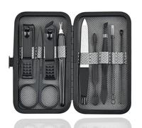 ZILZUFA Kit Manucre Pedicure, 9pcs Ensemble de Coupe-Ongles Professionnel, Coupe-Cuticule en Acier Inoxydable, Kit de Manucure de Pédicure avec Boîte de Voyage et Maison Exquise
