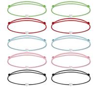 ZILZUFA Lot de 10 Bracelets d'amitié en Forme de cœur - pour Anniversaire d'enfant - Taille réglable - Cadeau pour Couples, Femmes, Filles, garçons