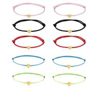 ZILZUFA Lot de 10 Bracelets d'amitié en Forme de cœur - pour Anniversaire d'enfant - Taille réglable - Cadeau pour Couples, Femmes, Filles, garçons