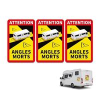 ZILZUFA Lot de 3 Autocollants Attention Angles Morts pour Camping-Car, Bus et Autocar - Signalisation Obligatoire en France - Stickers Réfléchissants Imperméables 17x25cm - Haute Visibilité
