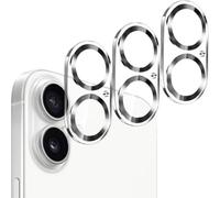 ZILZUFA Lot de 3 Protecteur d'Objectif de Caméra pour iPhone 16 6,1 Pouces et iPhone 16 Plus 6,7 Pouces, Verre Trempé 9H, Anti-Rayures, Compatible Coque, HD Clair